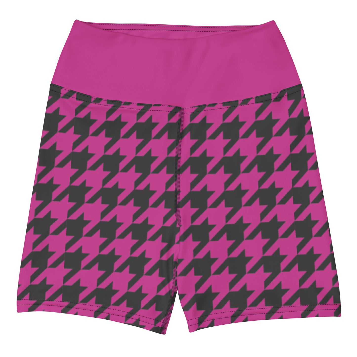 Women's Pink Houndstooth Yoga Shorts