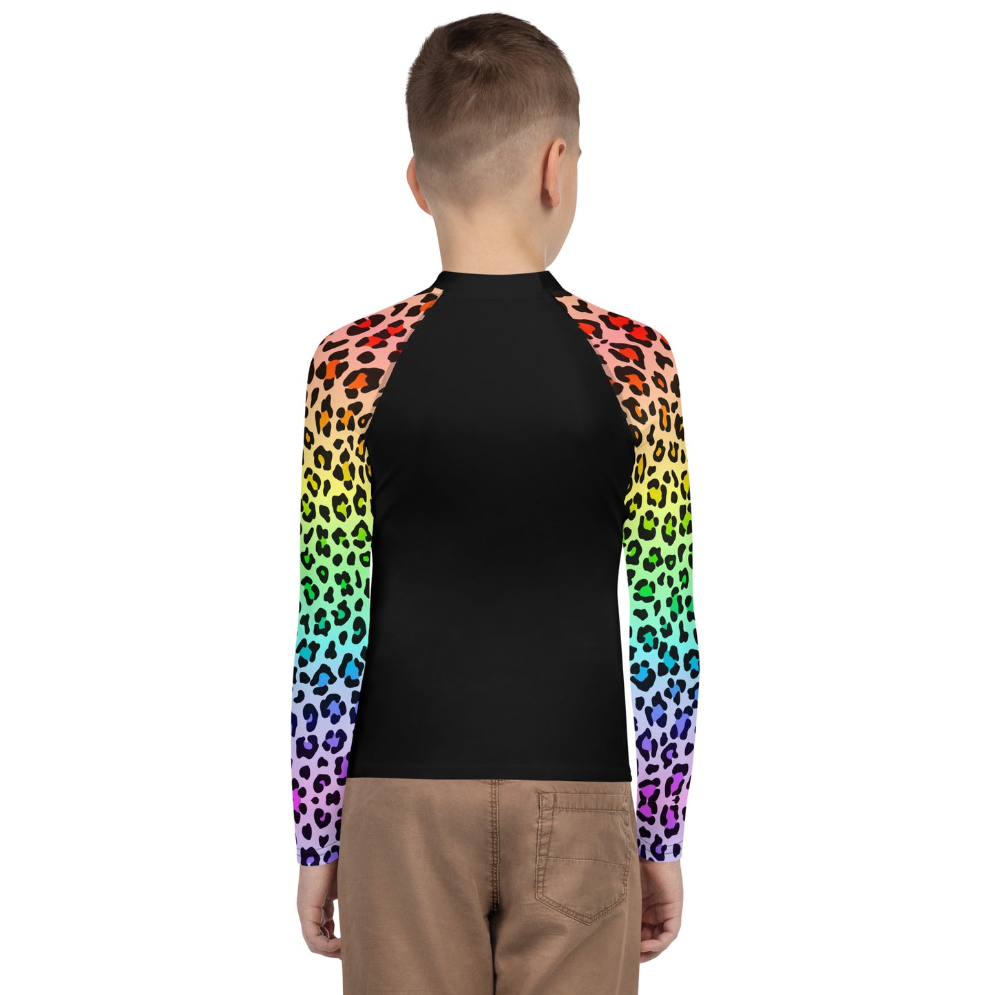 Youth Rainbow Leopard Long Sleeve Rash Guard