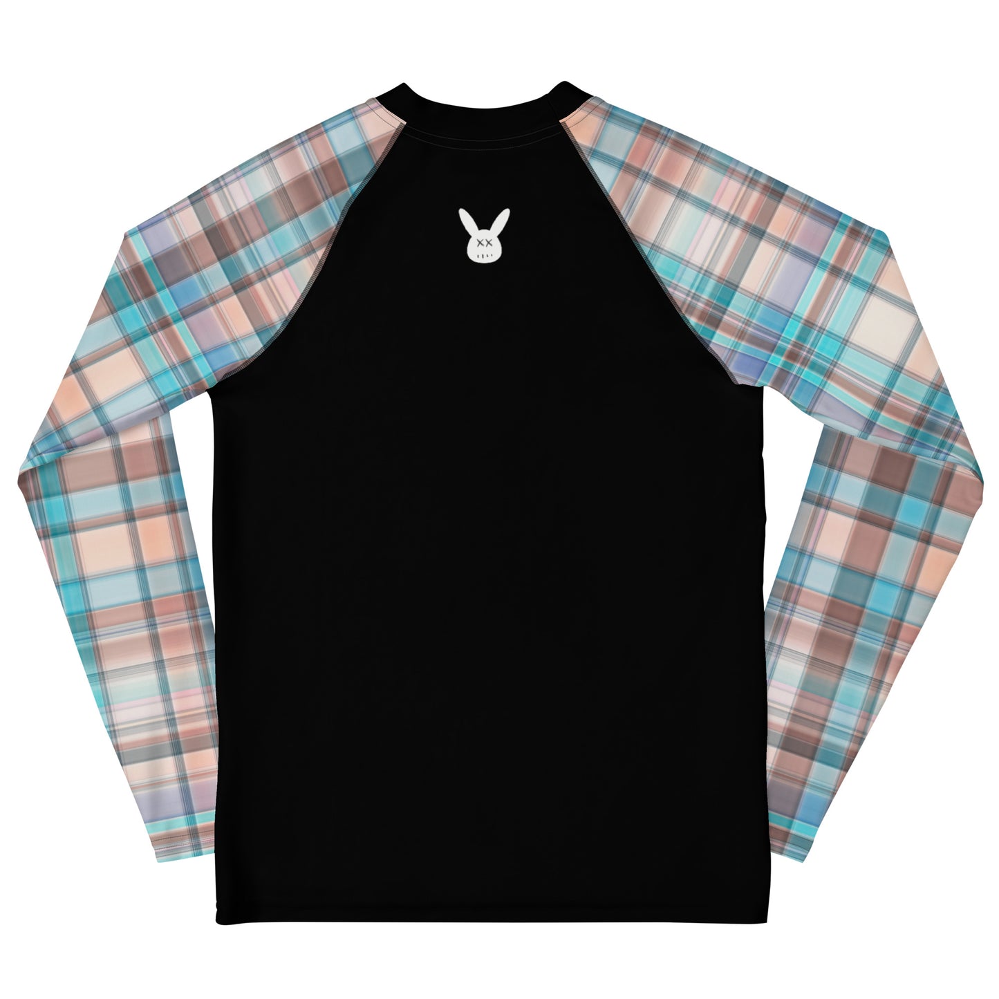 Youth Blue Plaid Long Sleeve Rash Guard