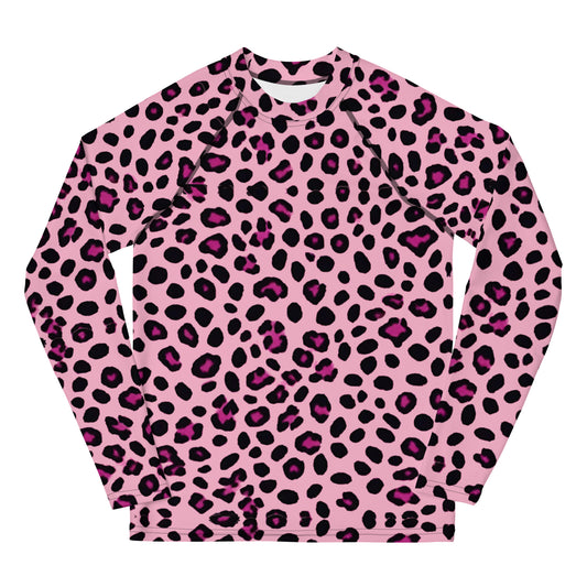 Youth Pink Leopard Print Long Sleeve Rash Guard