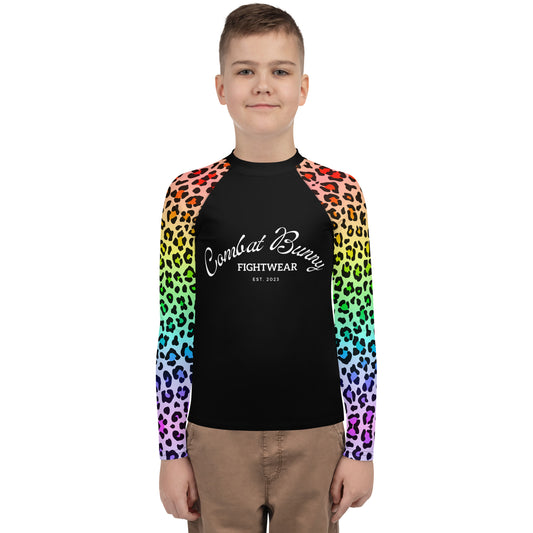 Youth Rainbow Leopard Long Sleeve Rash Guard