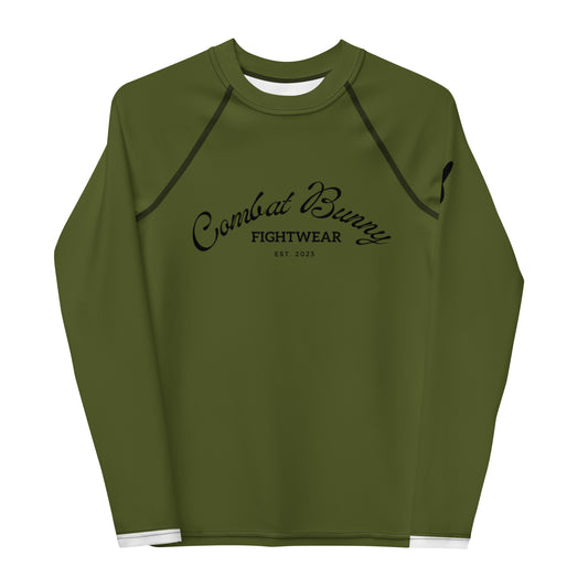 Youth Combat Green Long Sleeve Rash Guard