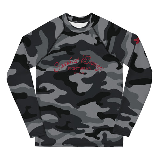 Youth Black Camo Long Sleeve Rash Guard