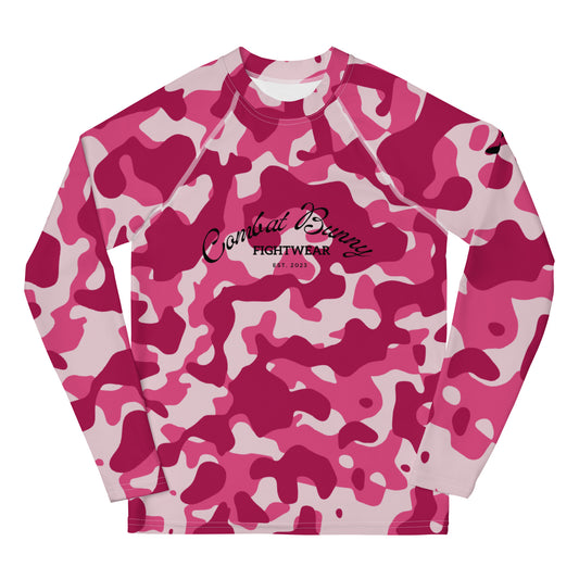 Youth Pink Camo Long Sleeve Rash Guard