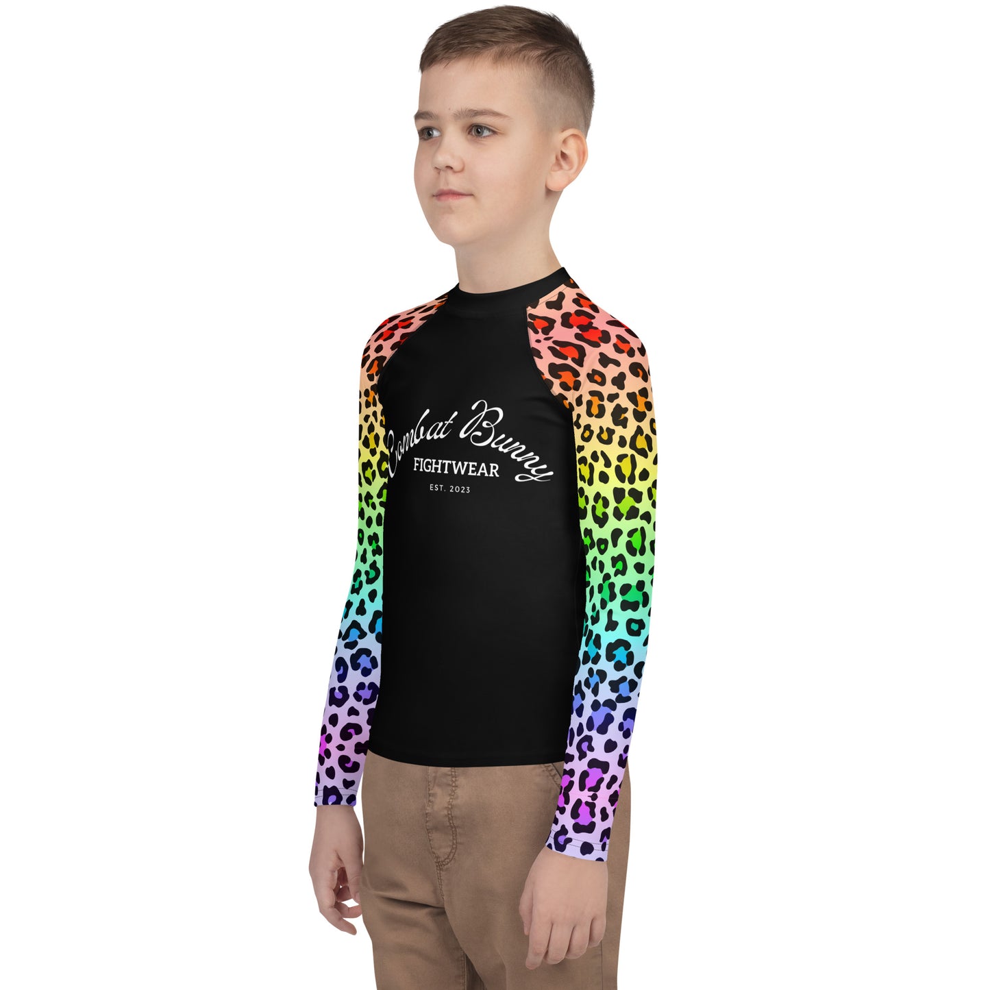 Youth Rainbow Leopard Long Sleeve Rash Guard