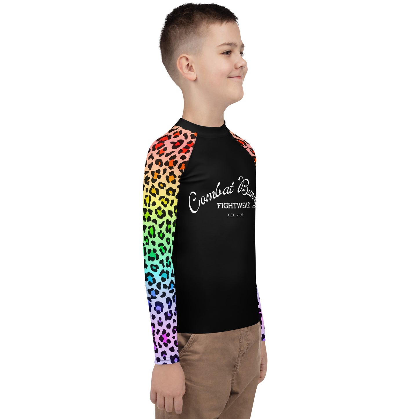 Youth Rainbow Leopard Long Sleeve Rash Guard