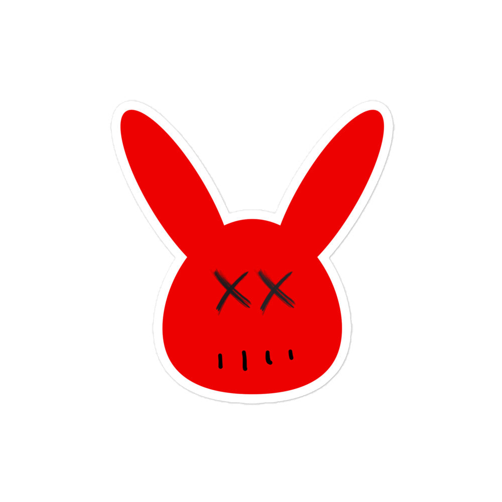 Bubble-free Red Combat Bunny stickers