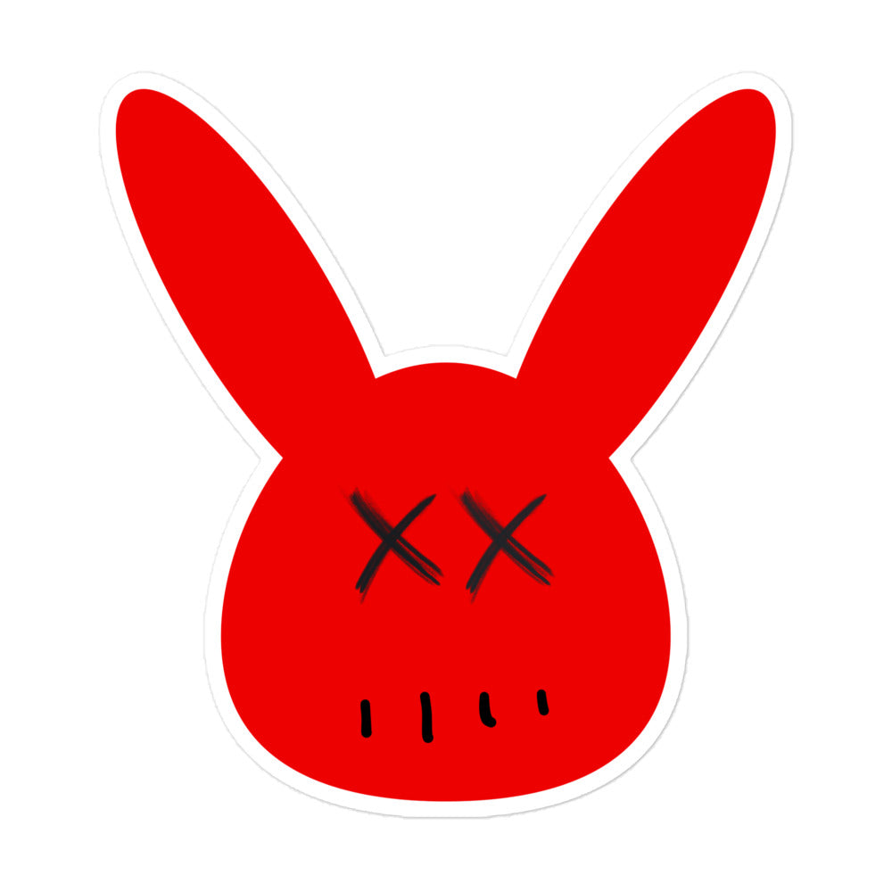 Bubble-free Red Combat Bunny stickers