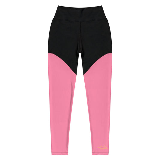 Women's Basic Pink and Black Compression Leggings