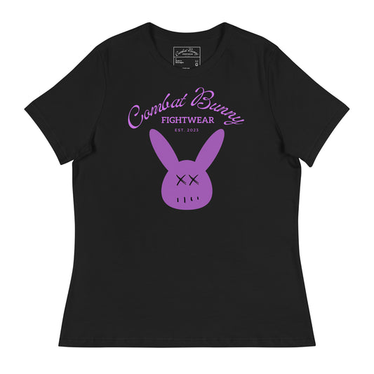 Women's Purple Combat Bunny Relaxed T-Shirt